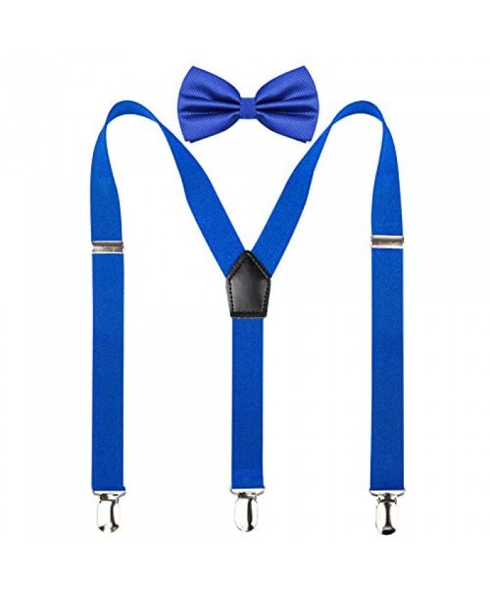 Alizeal 2.5CM Unisex's 3-Clip Suspender and Bow Tie Sets