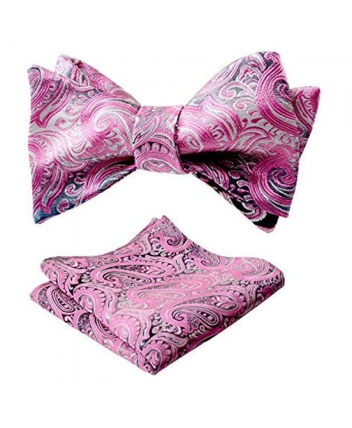 Alizeal Mens Gradient Paisley Self Bow Tie and Hanky Set