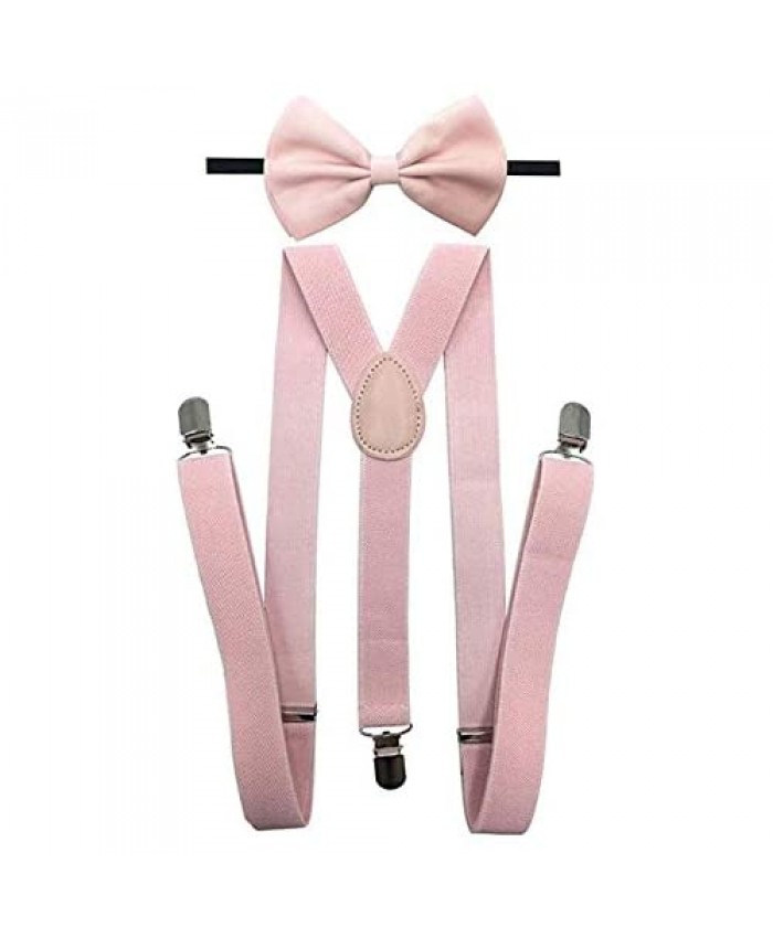 Awesome Light Pink Wedding Accessories Adjustable Bow Tie & Suspenders