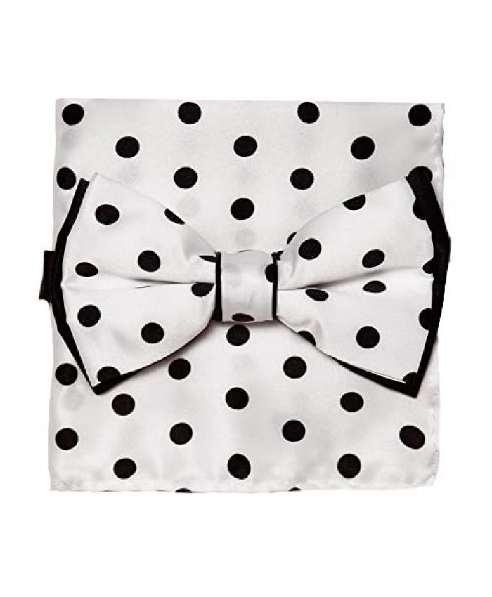 Bow Tie Handkerchief Set Polka Dot Design Solid Color BowTie & Hanky with Dots