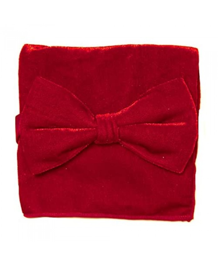 Bow Tie Handkerchief Set VELVET Fabric Solid Colors BowTie Hanky Pocket Square