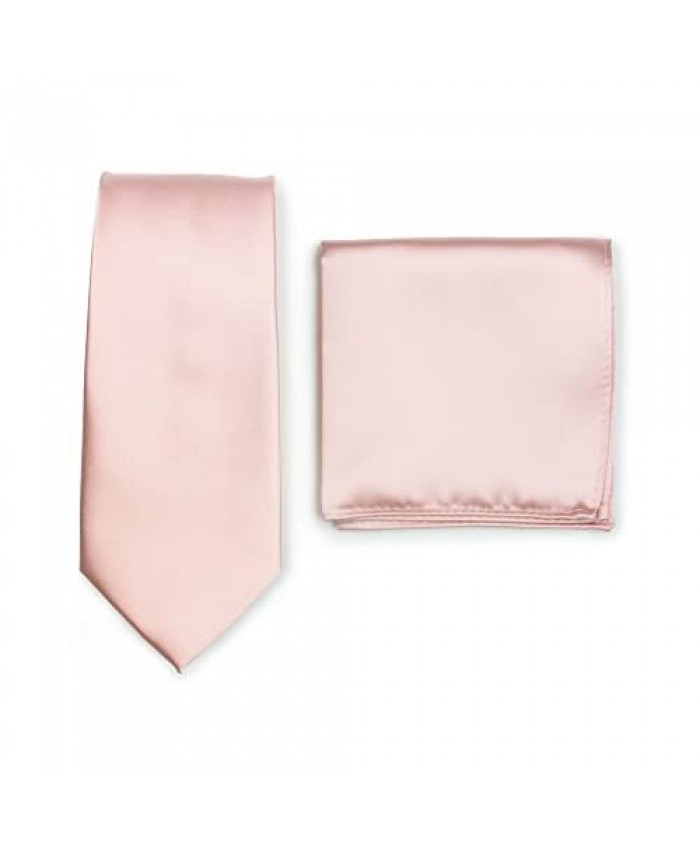 Bows-N-Ties Men's Solid Necktie and Pocket Square Set