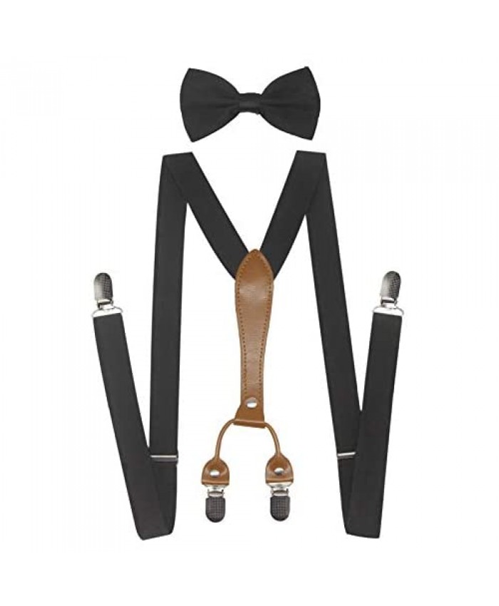 Doloise Men's Suspenders Bowtie Set Elastic Y Shape Style Women's Suspenders Bowtie For Wedding&Formal Events
