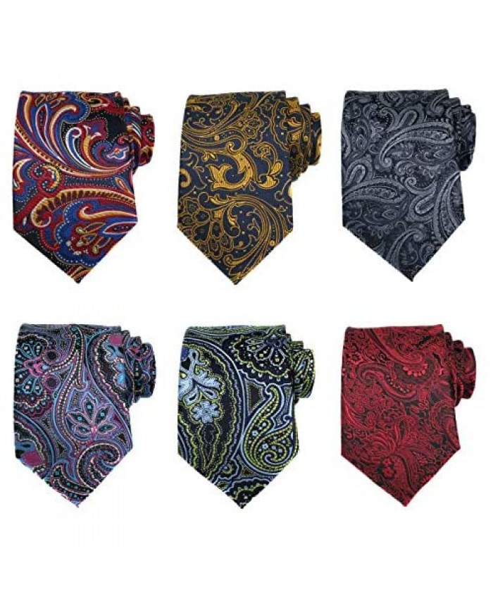 GOADAFOO New Mens Ties Necktie 100% Silk Tie 3.15In Wedding Neck Ties For Men White Pocket Square Gift