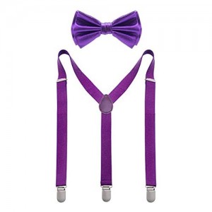Man of Men - Bowtie & Suspender Set - Metallic Bow Ties and Glitter Suspenders - Many Colors to Choose From