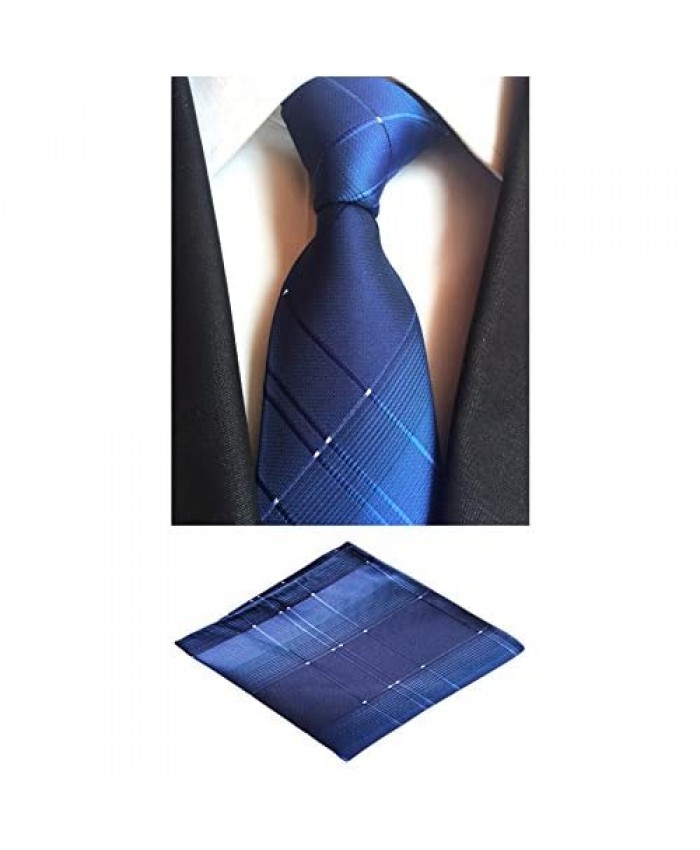 MOHSLEE Men Royal Blue Striped Banquet Suit Tie Handky Necktie Pocket Square Set