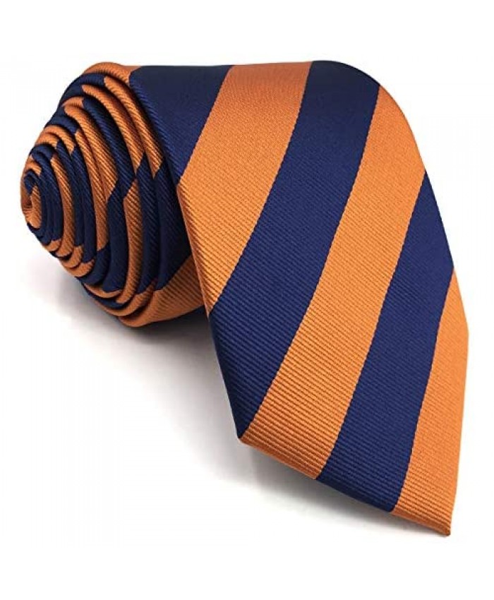 S&W SHLAX&WING Tie Sets for Men Necktie and Pocket Square Blue and Orange Stripe