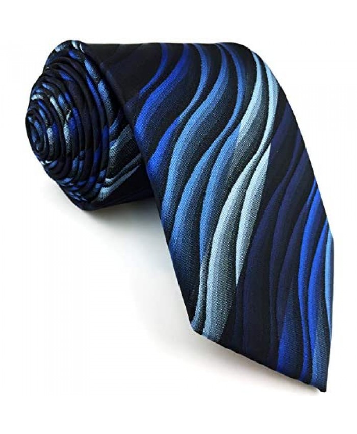 S&W SHLAX&WING Ties for Men Necktie with Pocket Square Set Blue