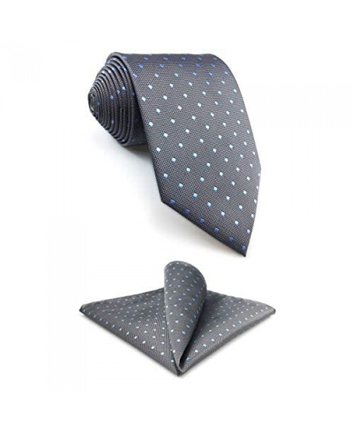 SHLAX&WING Mens Tie Grey Blue Dots Neckties for Men Silk Business