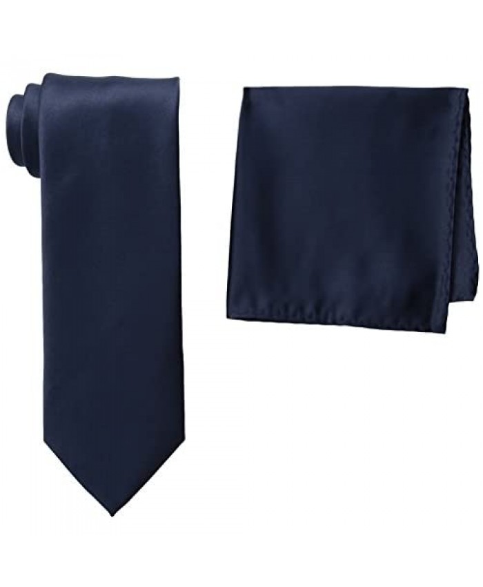 Stacy Adams Men's Tall-Plus-Size Satin Solid Extra-Long Tie Set
