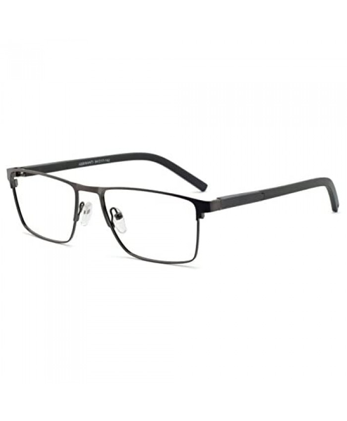 OCCI CHIARI Mens Rectangle Full-Rim Metal Black Non-Prescription Clear Optical Glasses