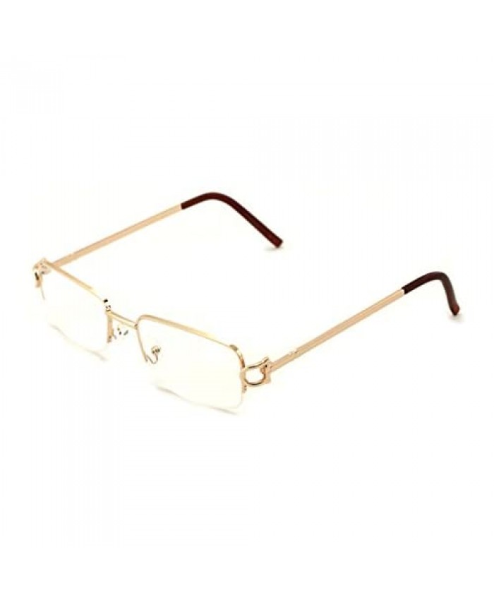 V.W.E. Rectangular Frame Clear Lens Designer Half Rim Eyeglasses Metal Glasses