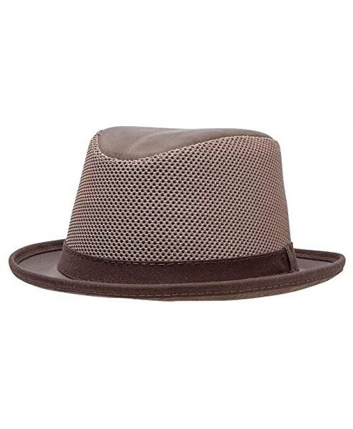 American Hat Makers Player Leather and Mesh Fedora Sun Hat