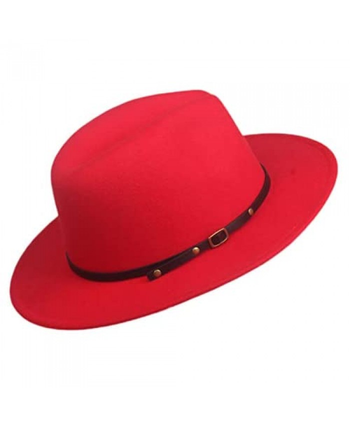 ashy drongo Fedora Hat for Women Brim Panama Hat with Belt Buckle Classic