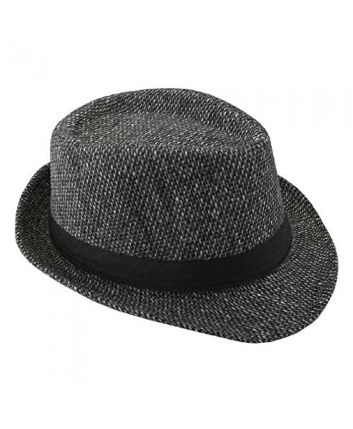 CHIC DIARY Men/Women Classic Manhattan Trilby Fedora Hat Short Brim Jazz Cotton Hats with Band (Grey)