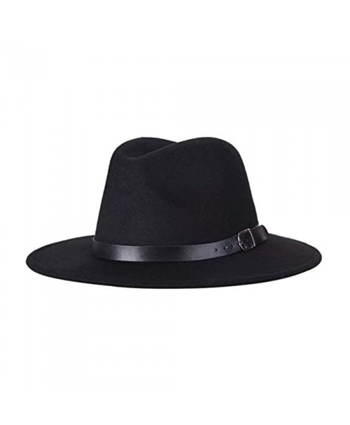 Classic Unisex Wool Blend Wide Brim Felt Fedora Hats Panama Trilby Hat Cap