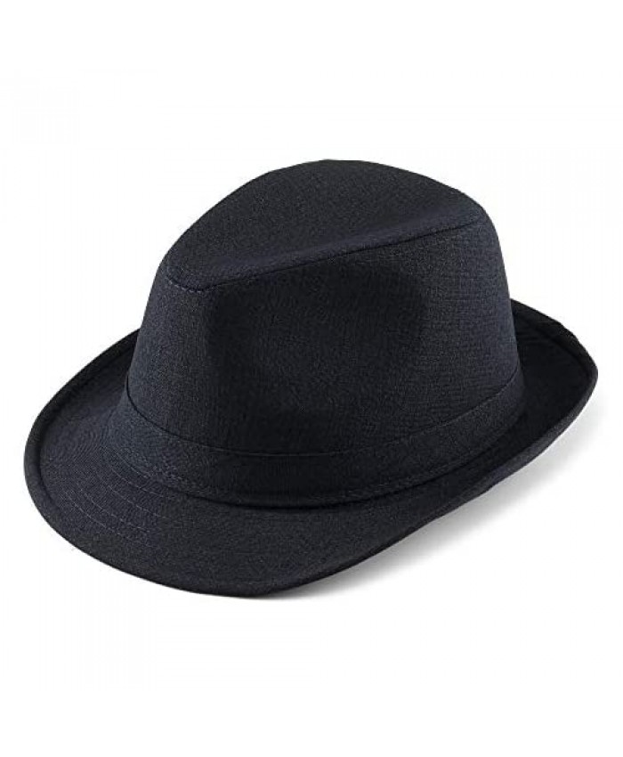 FALETO Men's Casual Manhattan Structured Gangster Trilby Fedora Hat