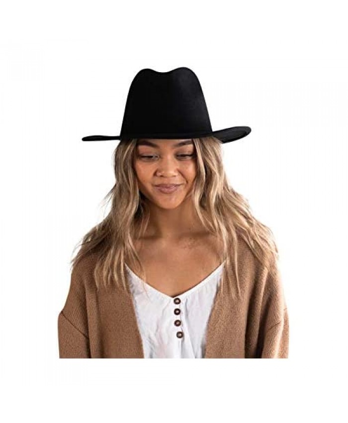 Gigi Pip Leo Wavy Brim Felt Fedora Hat for Women 100% Wool