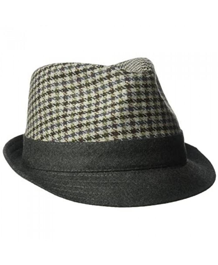 Henschel Men's Wool Blend Plaid Fedora with Solid Brim and Band