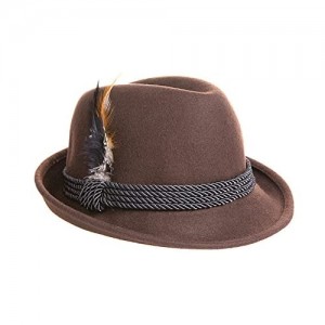Holiday Oktoberfest Wool Bavarian Alpine Hat - Brown Color - Size Extra Extra Large (XXL)