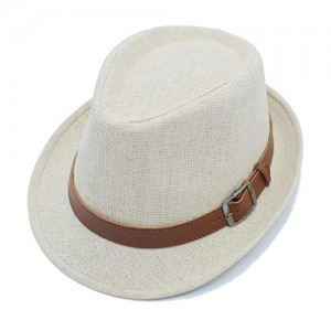 JEEDA Vintage Fedora Trilby Jazz Gentleman's Flat Hat Panama Hat Straw for Men Women