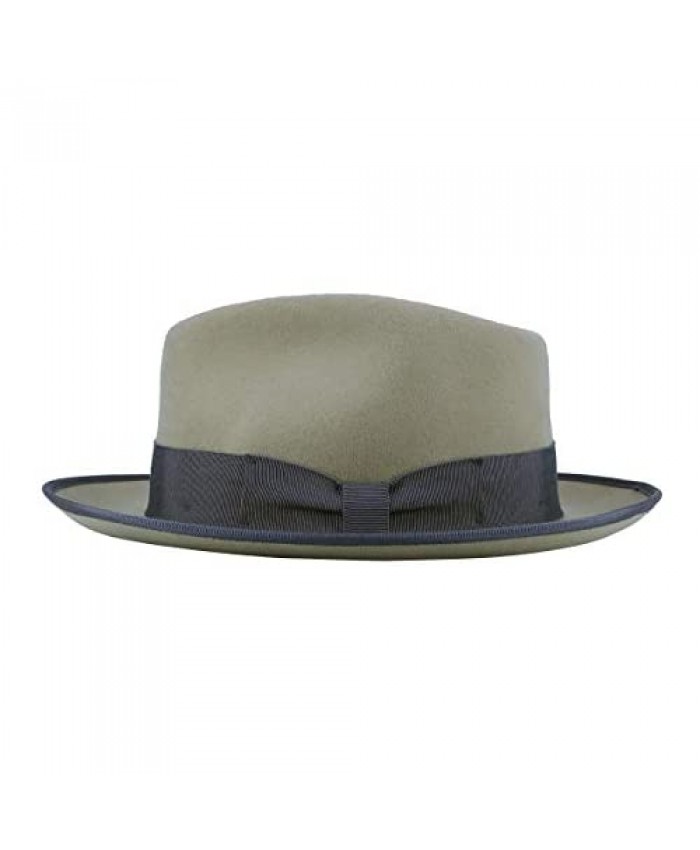 MIX BROWN Men's Frederick Fedora Trilby Hat Crushable Wool Felt Wide ...