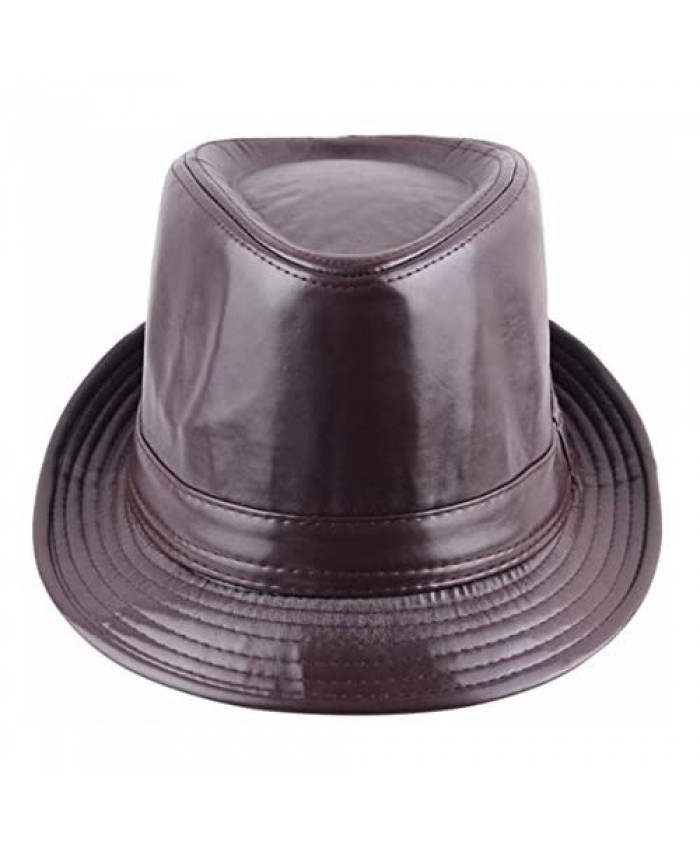 Samtree Fedora Hats for Women Men Classic PU Leather Panama Cap Jazz Hat