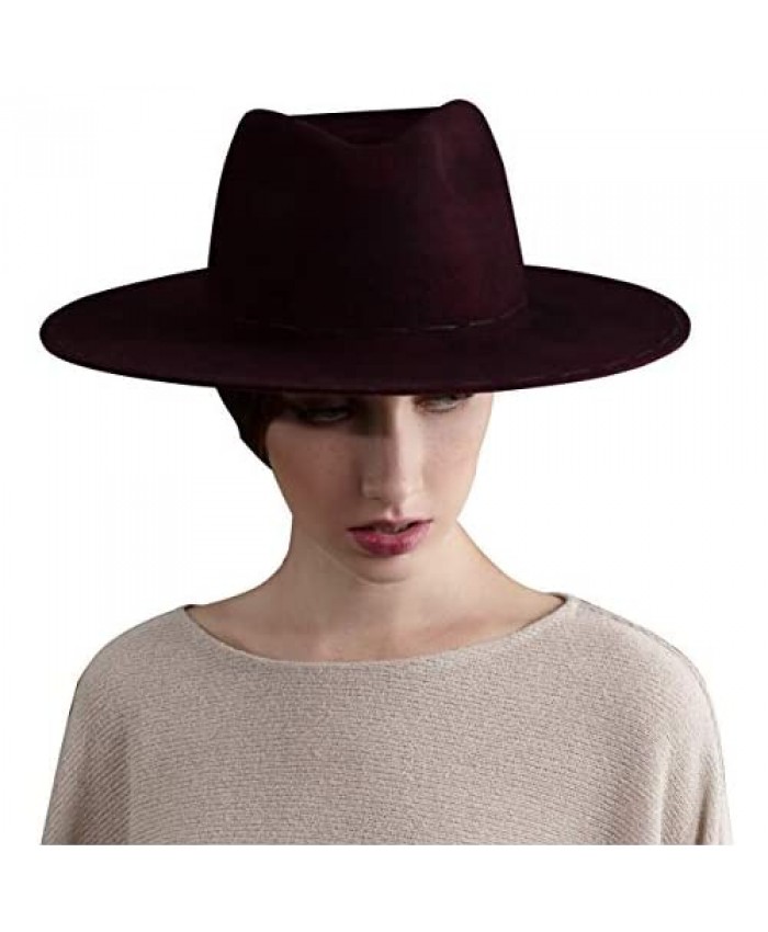 Vintage Fedora Firm Wool Felt Panama Hat Classic for Men Women Wide Brim with Lightning Logo L