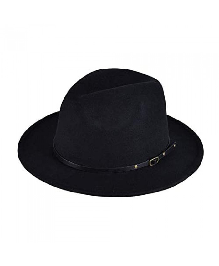 ZhiBo 100% Wool Wide Brim Felt Fedora Hat Panama Hat Comfortable Floppy Hat Trilby Cap for Men/Women