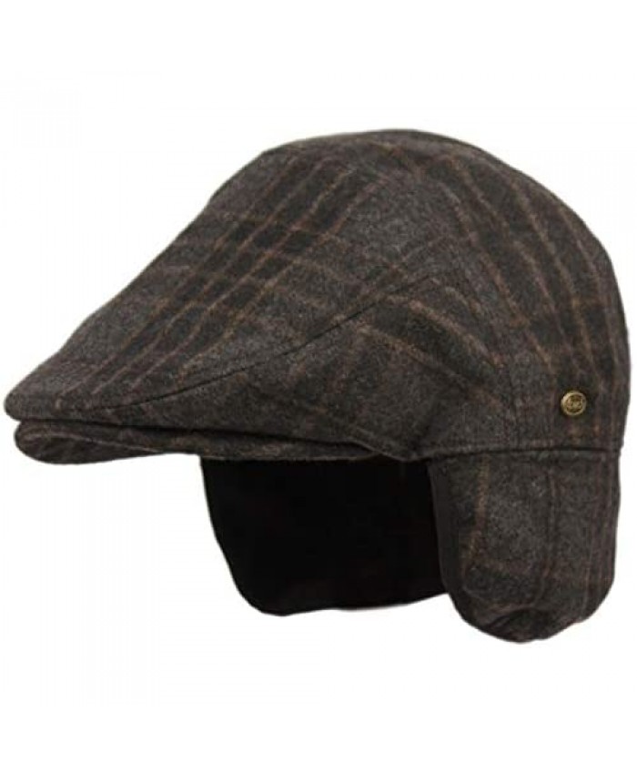 Epoch hats 100% Wool Herringbone Winter Ivy Cabbie Hat w/Fleece Earflaps – Driving Hat