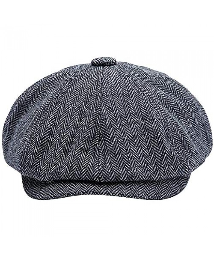 MINAKOLIFE Men Visor Woolen Newsboy Beret Caps Outdoor Casual Winter Cabbie Ivy Flat Hat