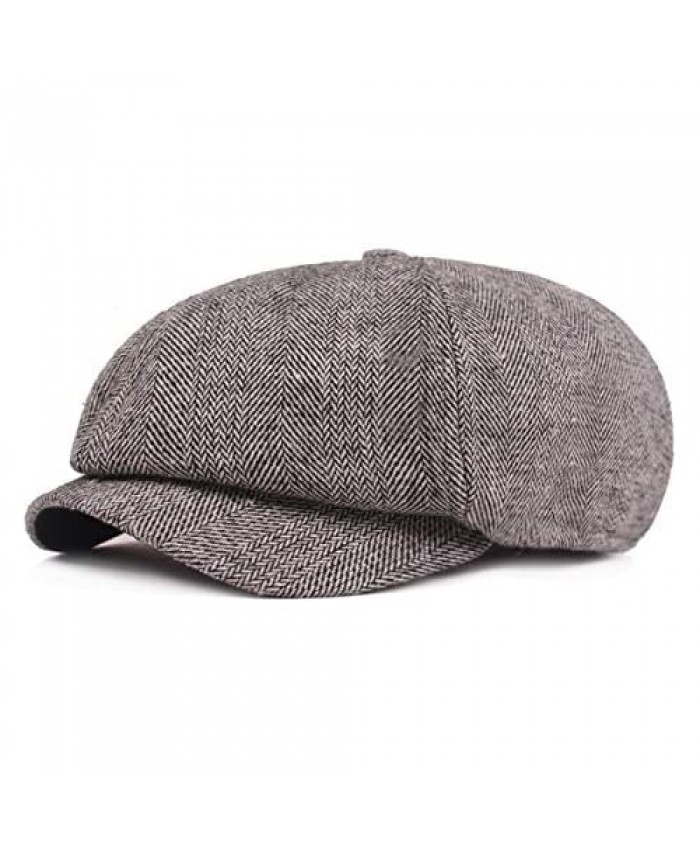Mongous Classic Retro Irish Tweed Caps Wool Blend Herringbone Beret Hat