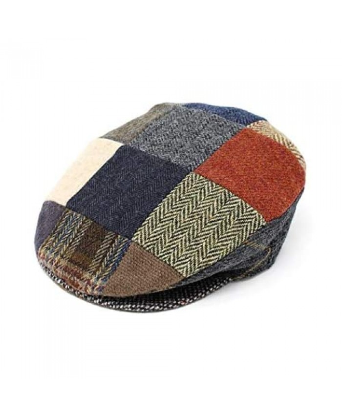 Patchwork Cap Tweed Hand Sewn Donegal Town Hanna Hats Ireland Patchwork Bright  X-Large