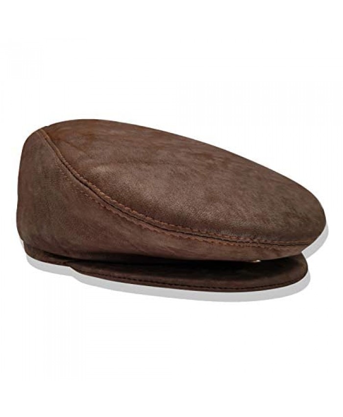 So-Shway Leather Hats for Men - Leather Beret Ivy Cap Flat Hat Driving Cap - Leather Newsboy Hats for Men