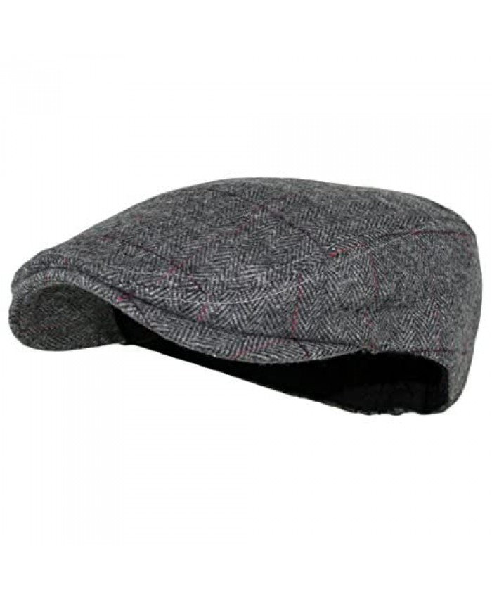 Wonderful Fashion Men's Herringbone Wool Tweed Newsboy IVY Cabbie Driving Hat