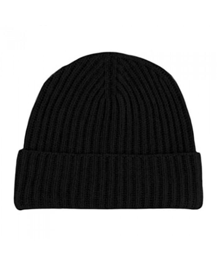 Love Cashmere Mens Ribbed 100% Cashmere Beanie Hat - Black - Made in Scotland RRP $180