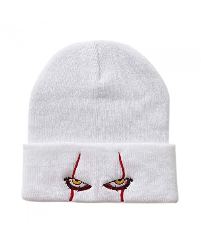 NisabellaLTD It Pennywise The Dancing Clown Knitted Hat Embroidery Scary Eyes Beanie Stretchy Cap for Men Women