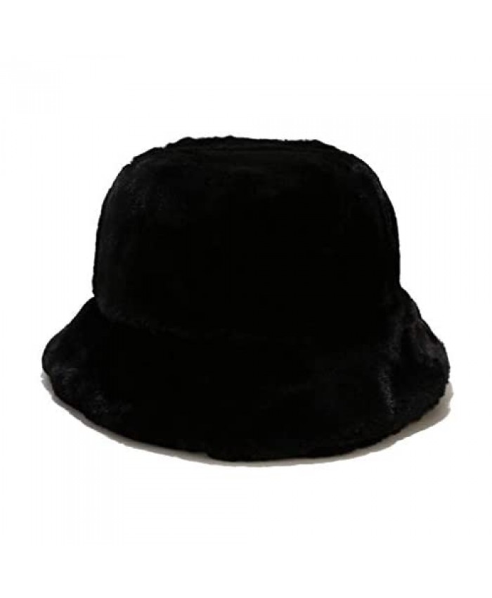 OCTEEN Fluffy Faux Fur Bucket Hat Winter Warm Hat for Women Men
