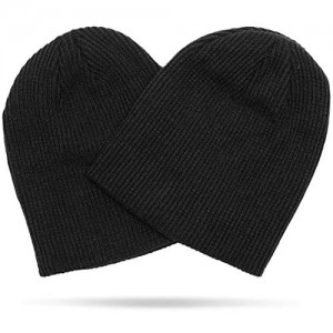Zodaca Black Slouchy Beanie for Men and Women Soft Knit Hat for Adults (2 Pack)
