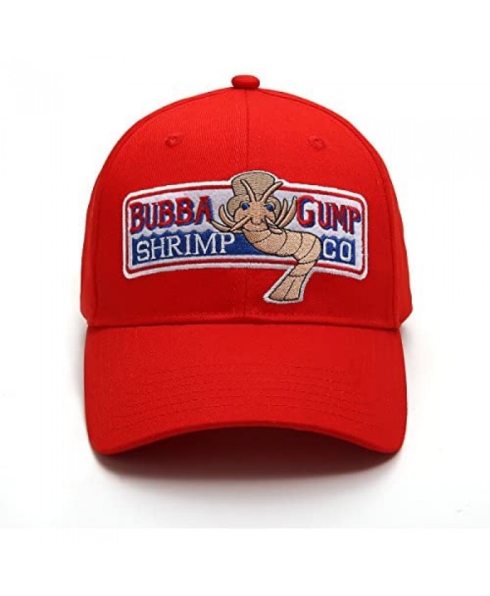 Adjustable Bubba Gump Baseball Cap Shrimp Co. Embroidered Hat (Red) (Bend Brimmed)