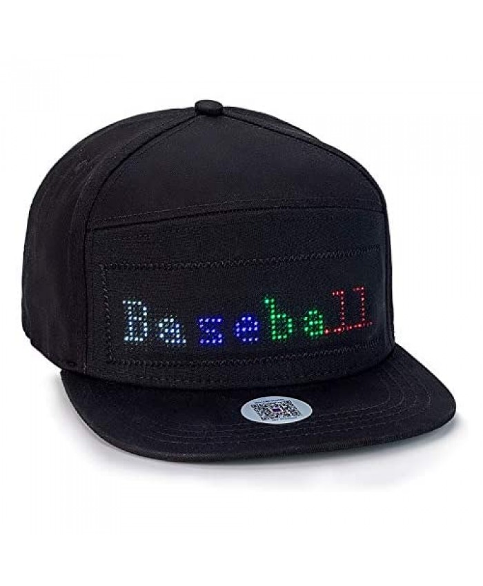 Leadleds Animated Bluetooth Led Sign Hat Caps Hip hop Street Dance Party Parade Sunscreen Hiking Night Running Fishing (Black Cap Multicolor LED)