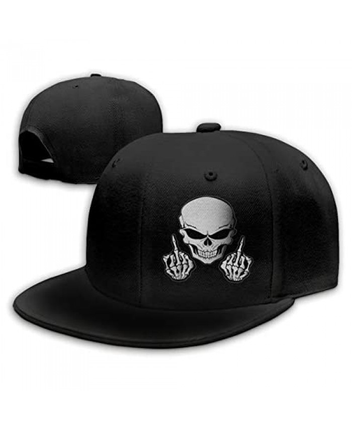 Negi Skull Middle Finger Flat Bill Hat Snapback Hats for Men Baseball Cap Trucker Hats Mens Adjustable