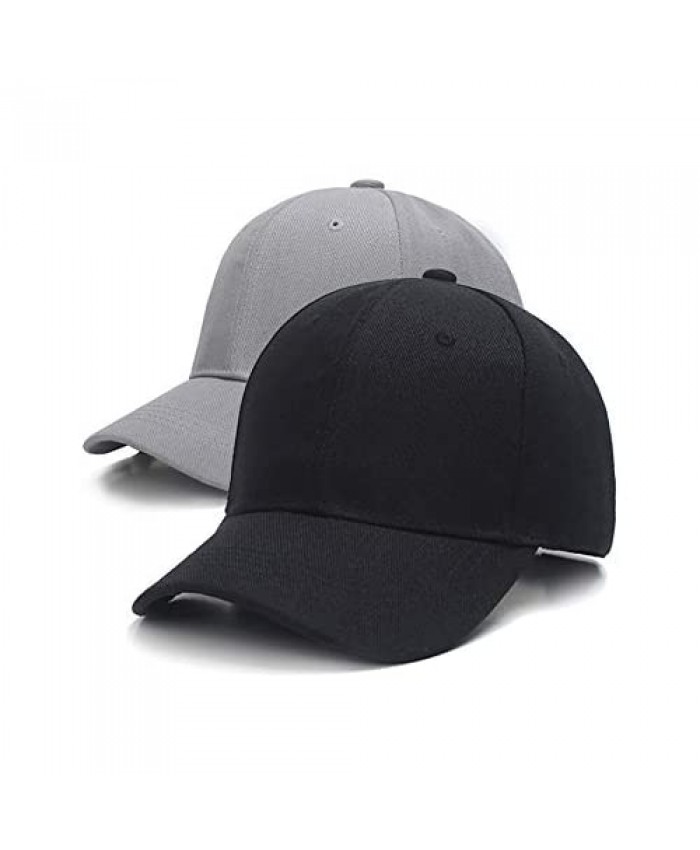 PFFY 1/2 Pack Adjustable Size Baseball Cap Structured Front Panels Hat