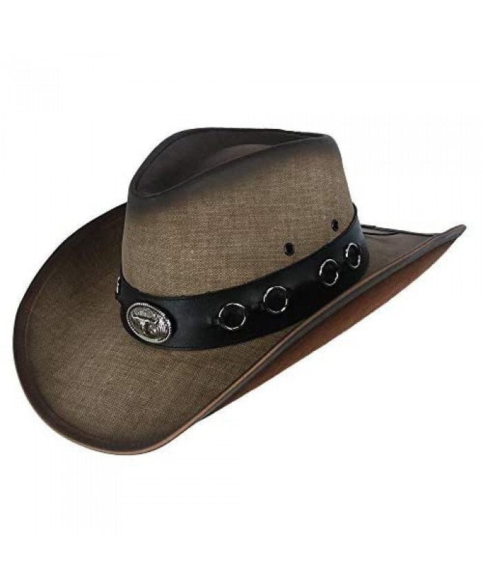 Kenny K Men's Vegan Leather Western Hat with Conchos