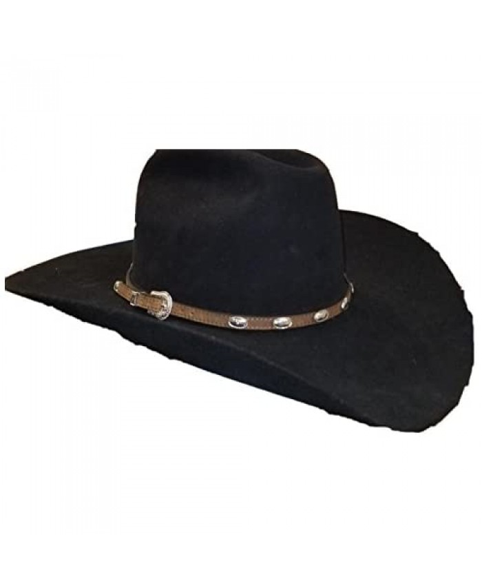 M & F Western Men's Fancy Oval Concho Hat Band Med Brown One Size [Apparel]