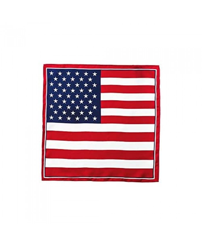 100% Silk American Flag Red White & Blue Handkerchief Pocket Square
