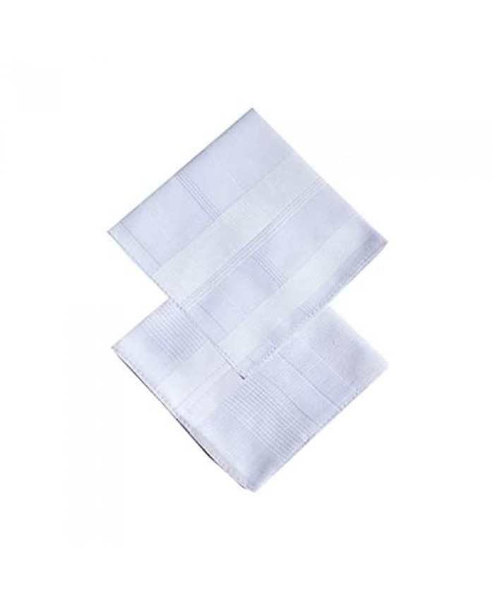 2 Pattern -Men's Cotton Handkerchiefs Solid White Large 17x17" Hankies