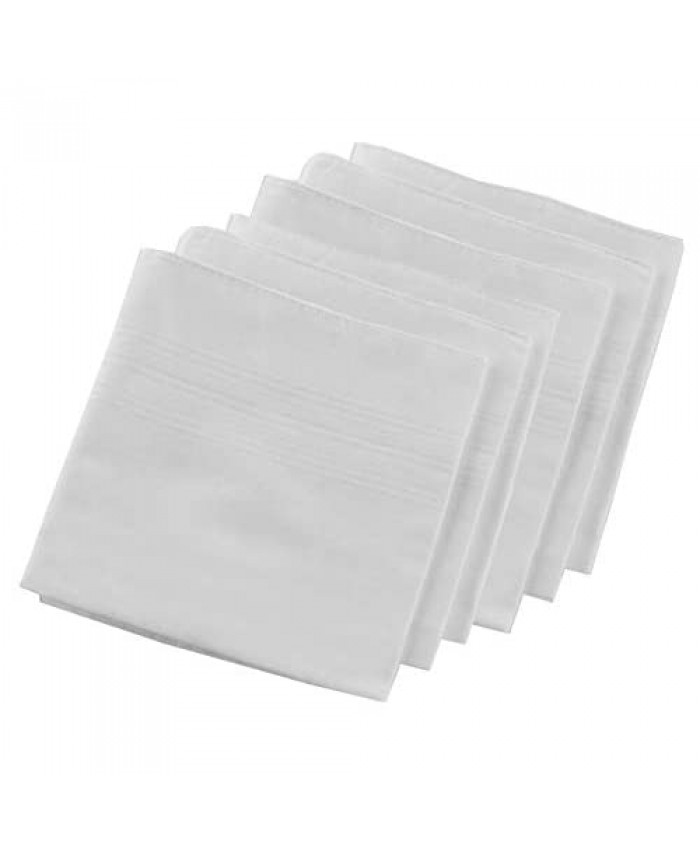 ARAD Men's Handkerchiefs 100 Percent Premium Cotton - White with Stripe Pack of 6 Hankies
