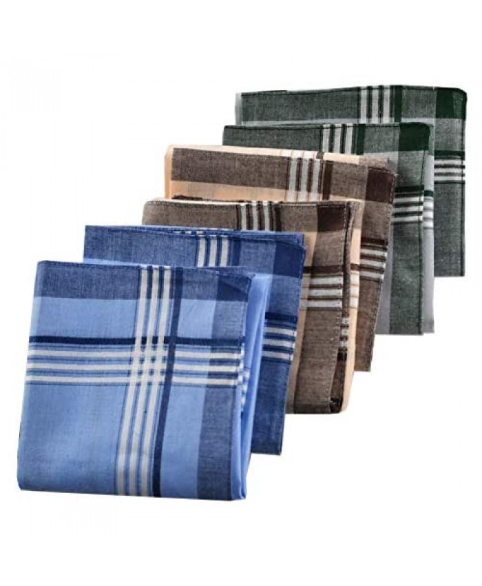 ARAD Men's Handkerchiefs 100% Premium Cotton – Assorted Must Have Basics – Blue Green and Tan Stripes Pattern - Pack of 6 Hankies-16"x16"