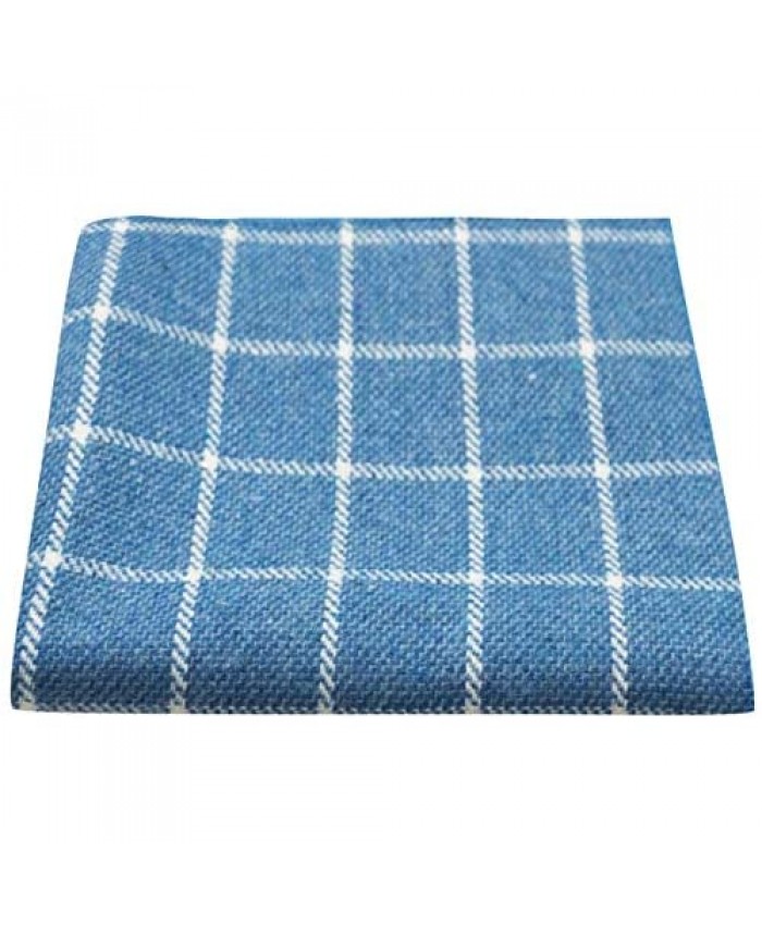 Azure Blue Birdseye Check Pocket Square Handkerchief